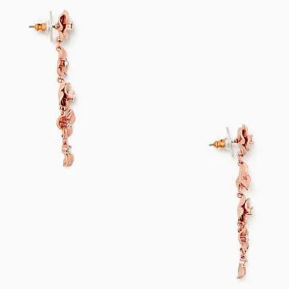 New Kate Spade Shine On Flower Linear Earrings Rose Gold - Picture 5 of 7
